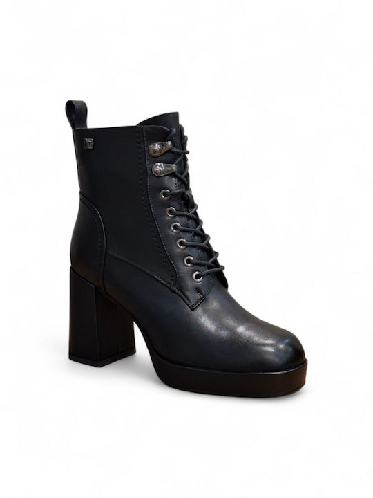 Leder Stiefeletten Damen Schwarz