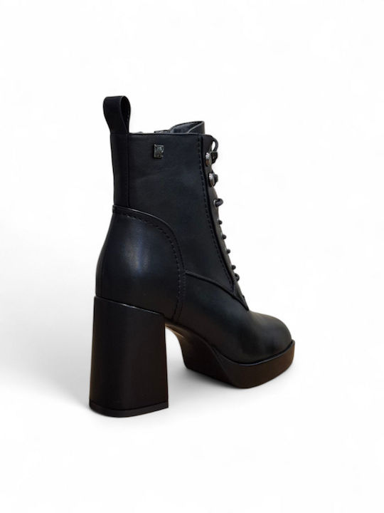 Leder Stiefeletten Damen Schwarz