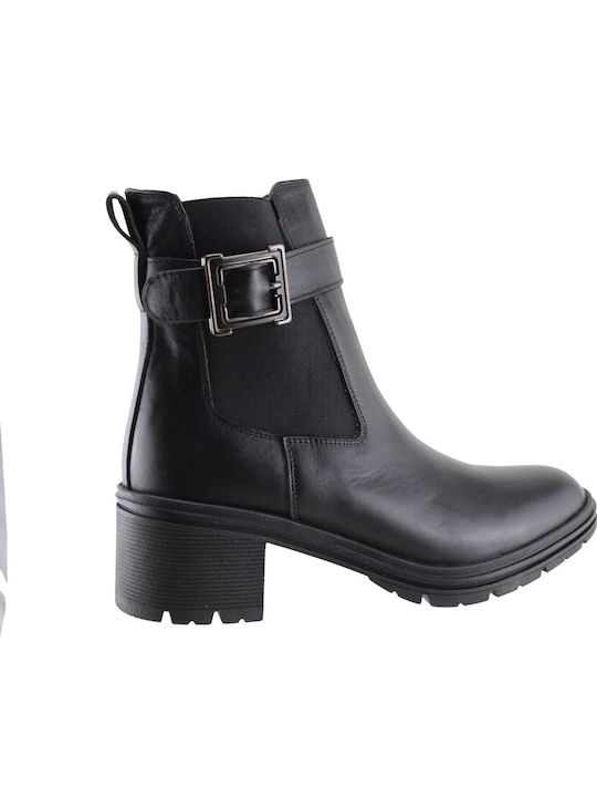 Leder Stiefeletten Damen Schwarz
