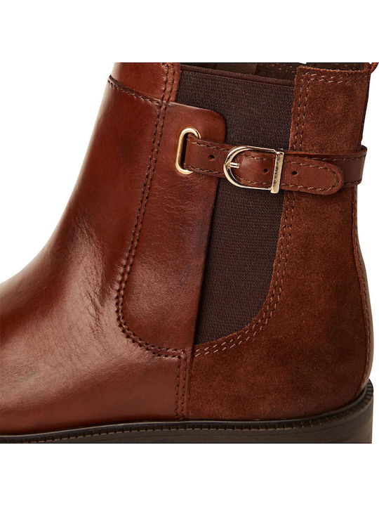 Leather Women's Ankle Boots Tabac Brown