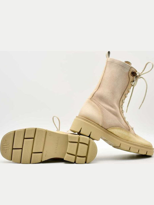 Leather Women's Ankle Boots Beige
