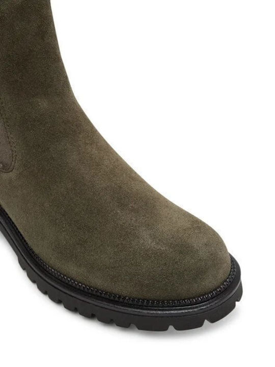 Leather Women's Ankle Boots Khaki