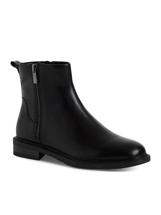 Leder Stiefeletten Damen Schwarz