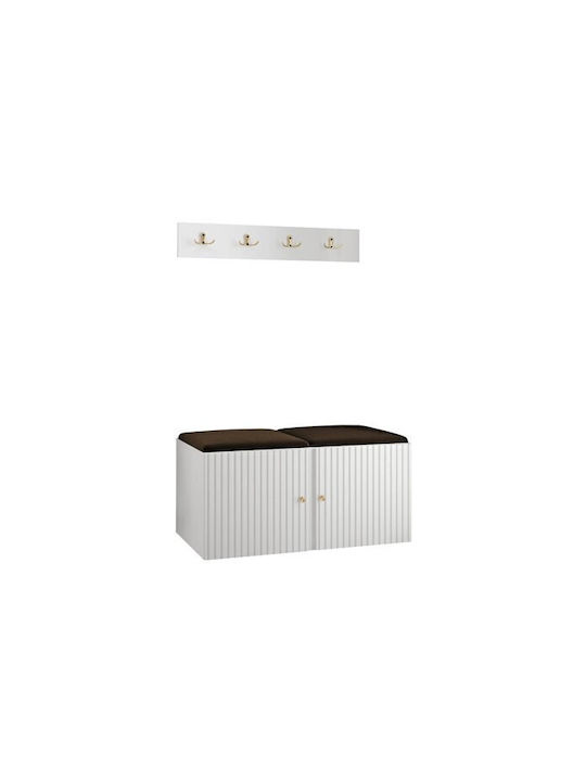 Hartford 384 Eingangsmöbel mit Spiegel & Garderobe Brown, White 84x44x42cm