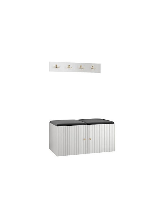 Hartford 384 Eingangsmöbel mit Spiegel & Garderobe Black, White 84x44x42cm