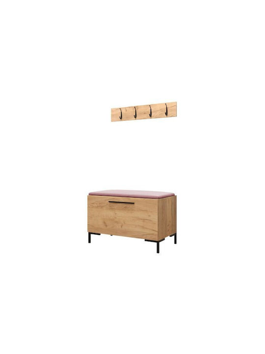 Tivsoa 108 Entry Furniture with Mirror & Hanger Craft Oak 84x44x52cm