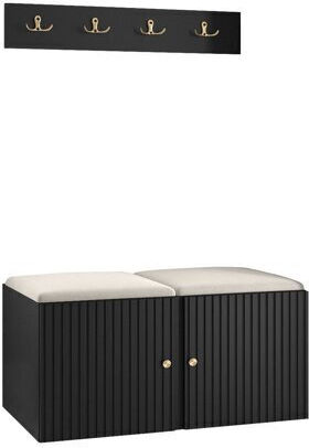 Hartford 384 Eingangsmöbel mit Spiegel & Garderobe Light Brown, Black 84x44x42cm