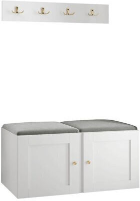 Hartford 376 Entry Furniture with Mirror & Hanger Grey, White 84x44x42cm