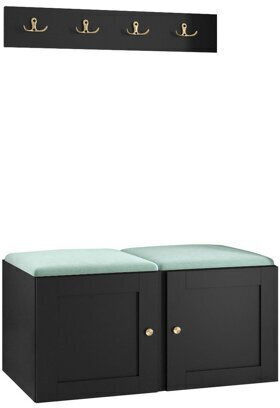 Hartford 376 Entry Furniture with Mirror & Hanger Turquoise, Black 84x44x42cm