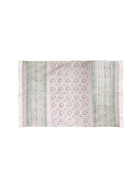 Zaros Block Print Rug Rectangular Cotton Pink/green