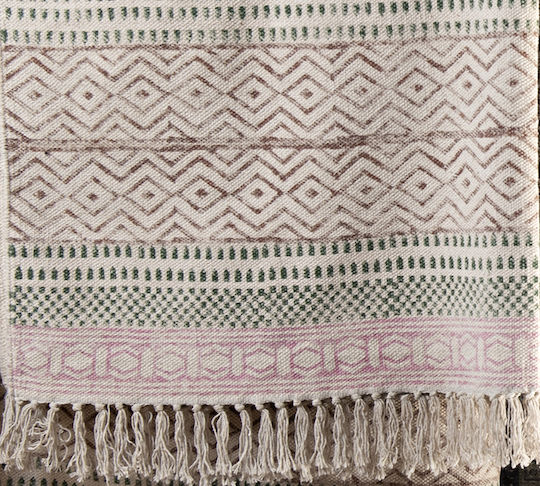 Zaros Block Print Килим Правоъгълена Памук Pink/green