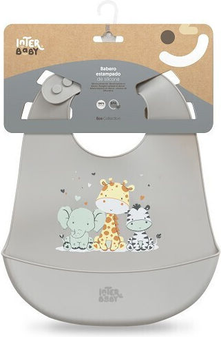 Interbaby Αδιάβροχη Σαλιάρα Σιλικόνης Grey για 6 m+