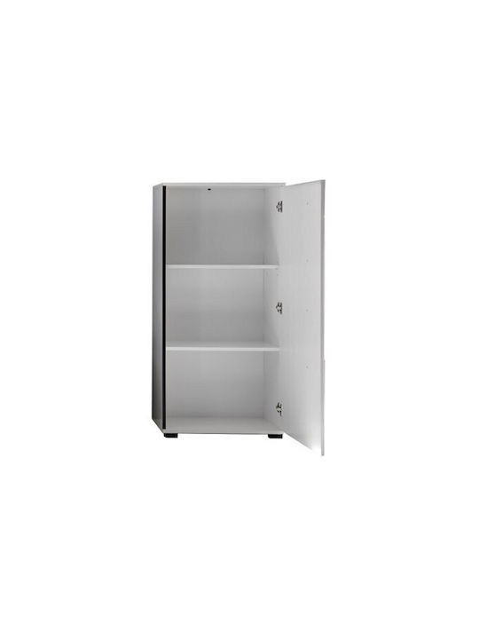 Torbelu 123 Living Room Display Cabinet made of Wood with Windowed White Glossy White 60x37x126cm