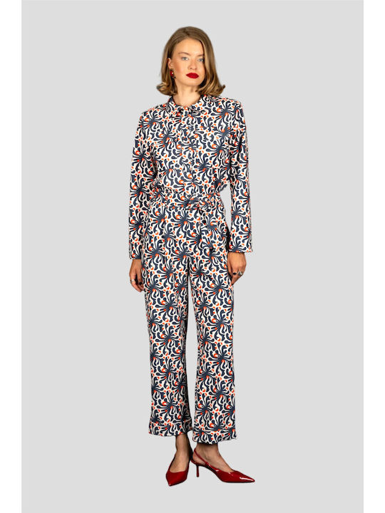 Women's High-waisted Fabric Trousers Blue