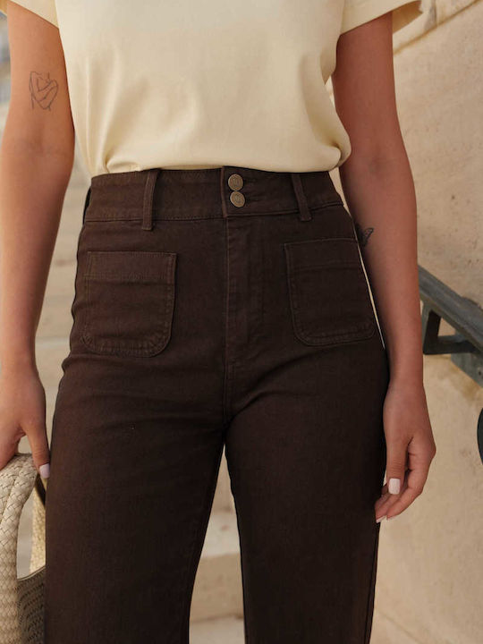 Women's Jean Trousers Flared Brown