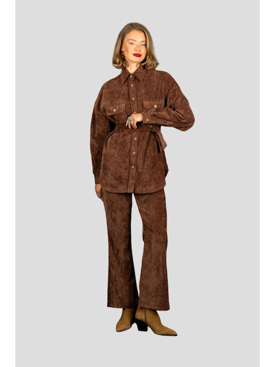 Women's Fabric Trousers Chocolate