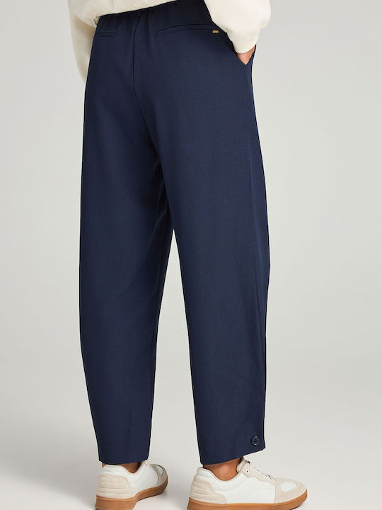Damen Stoff Hose mit Gummizug Marineblau