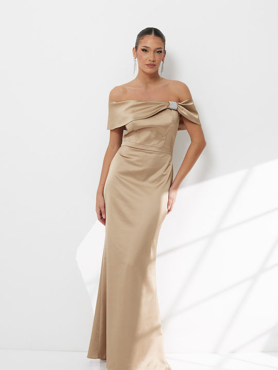 Maxi Damenkleid für Hochzeit - Taufe Beiges