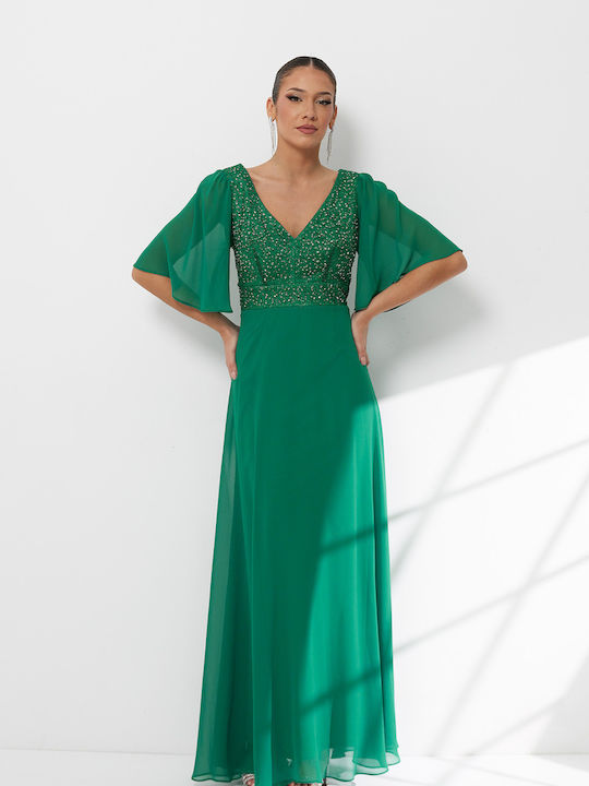 Summer Maxi Dress for Wedding / Christening Green