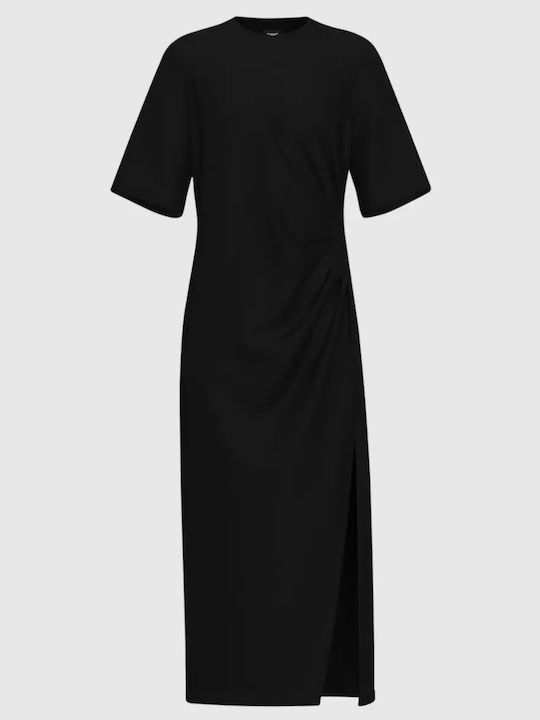 Midi Dress Draped Black
