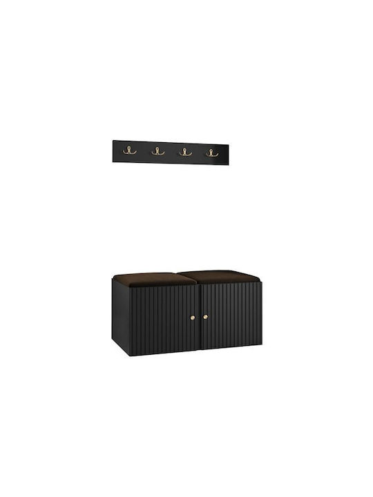 Hartford 384 Eingangsmöbel mit Spiegel & Garderobe Brown, Black 84x44x42cm