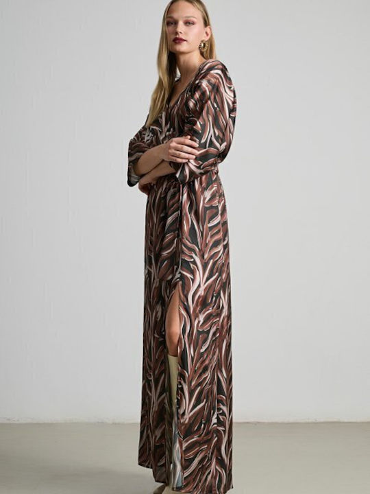 Maxi Damenkleid Satin Wickel