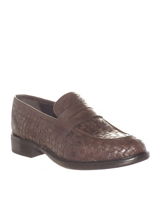 Leather Women's Moccasins in Brown Color