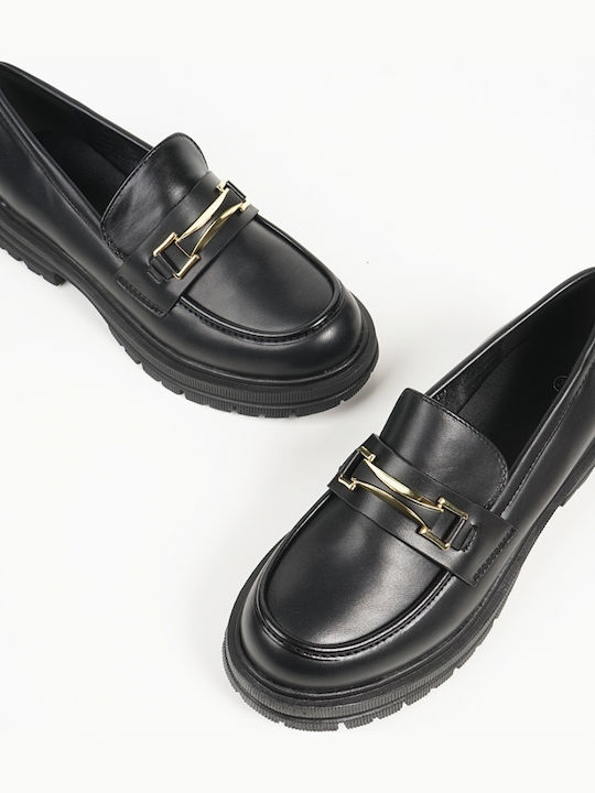 Patent Leather Women's Loafers in Black Color