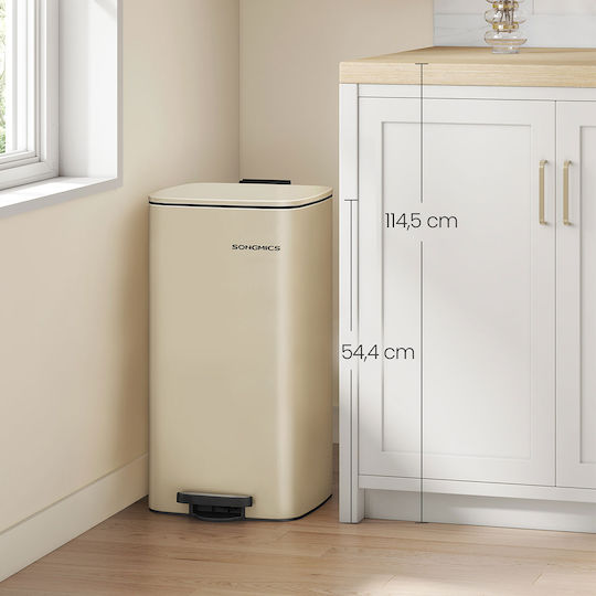 Songmics Waste Bin Waste Metallic with Pedal Beige 30lt 1pcs