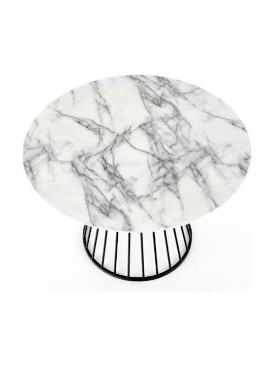Houston 1430 Round Table Dining Room with Marble Surface Black, White Marble 75x75cm