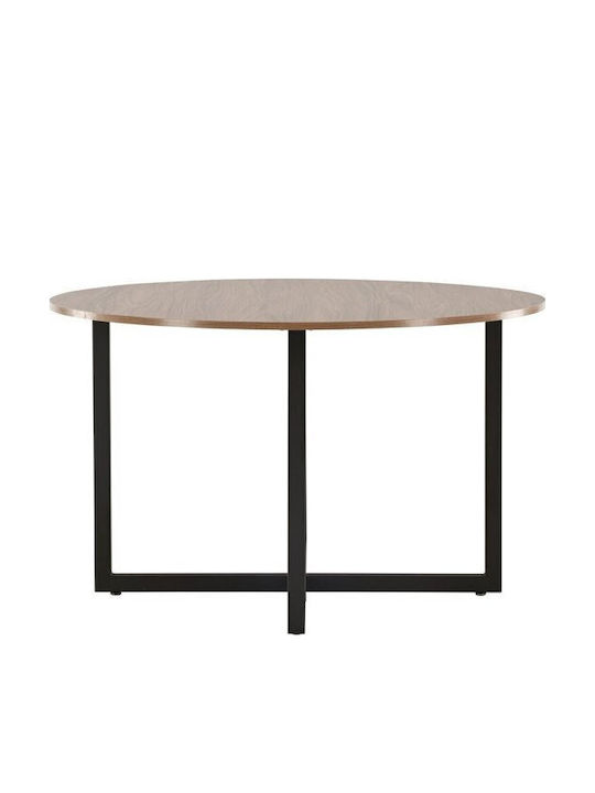 Dallas 4897 Round Table Dining Room Wooden Walnut, Black 75x75cm