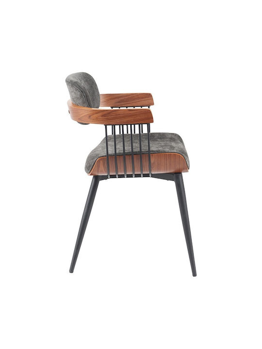 Cameo Dining Room Metallic Armchair Black-walnut Anthracite 53x49.5x75.5cm