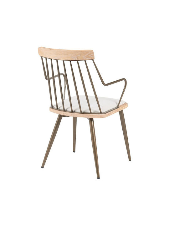 Posse Dining Room Metallic Armchair Μπρονζέ-white Wash-μπεζ 52x59x83cm