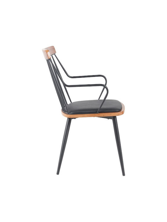 Posse Dining Room Metallic Chair Μαύρο-καρυδί 52x59x83cm