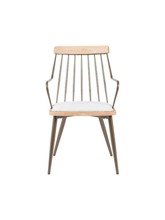 Posse Dining Room Metallic Armchair Μπρονζέ-white Wash-μπεζ 52x59x83cm