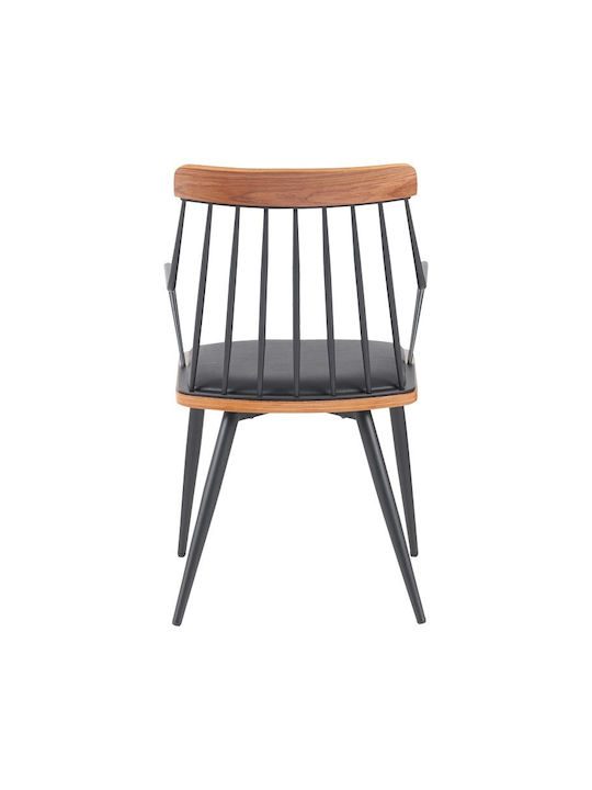 Posse Dining Room Metallic Chair Μαύρο-καρυδί 52x59x83cm