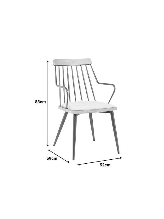 Posse Dining Room Metallic Armchair Μπρονζέ-white Wash-μπεζ 52x59x83cm