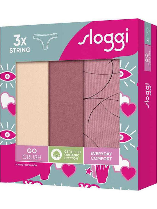 Βαμβακερά Women's String 3Pack with Lace Colorful