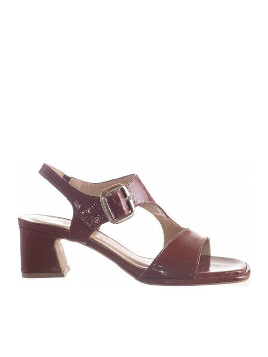 Sandalen Anatomisch aus Lackleder Tabac Braun