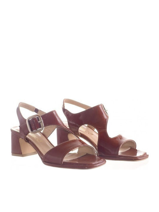 Sandalen Anatomisch aus Lackleder Tabac Braun