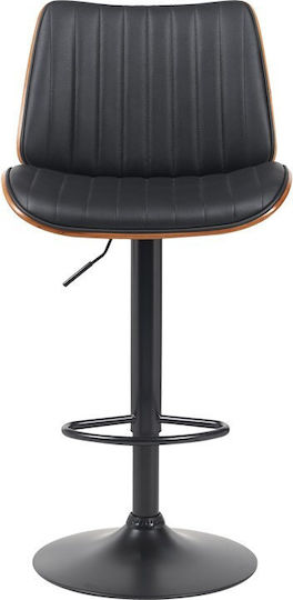Hocker Bar mit Rückenlehne Gepolstert mit Kunstleder Amani Black Pu 50.5x54x87.5cm
