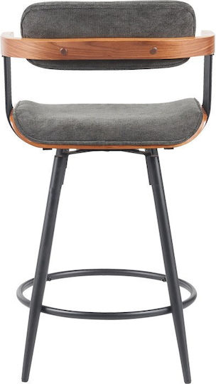 Stool Bar with Backrest Metallic Cameo Black-walnut Anthracite 53x50x93cm