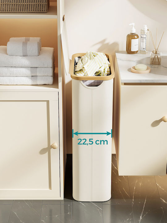 Songmics Fabric Laundry Basket with Lid 42x22.5x70.5cm White