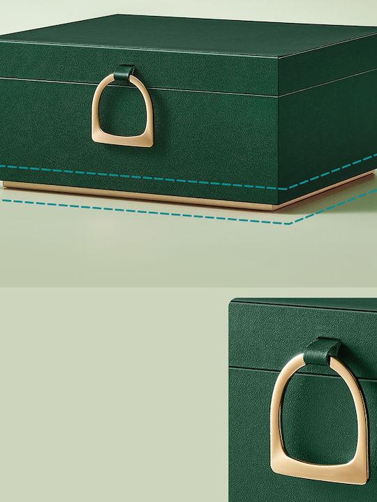 Songmics Дървена Кутия За Бижута Зеленa 24x20.5x11см