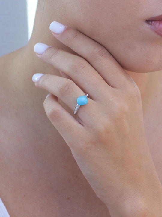 Damen Ring mit Diamant aus Weißgold 18K