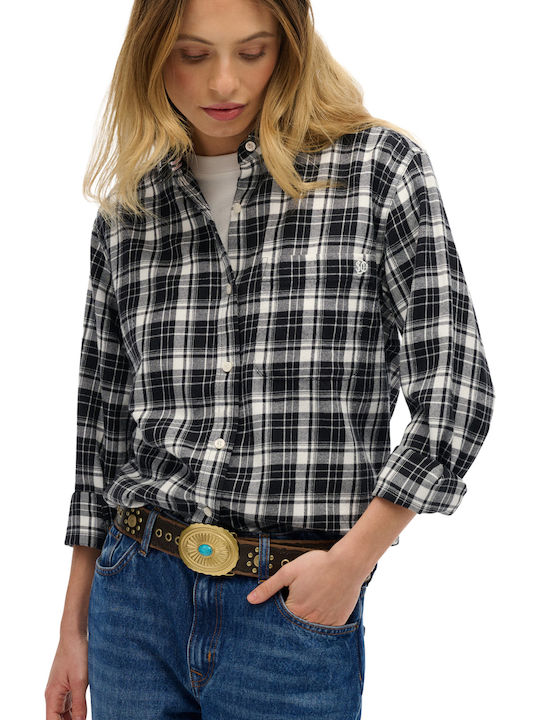 Women's Checked Long Sleeve Shirt Black