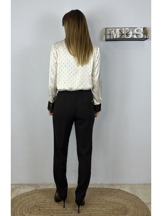 Women's Polka Dot Long Sleeve Shirt Ecru