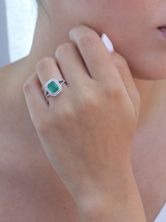 Damen Ring mit Diamant aus Weißgold 18K