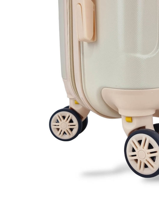 Ormi Cabin Hard Beige Suitcase with 4 Wheels Height 55cm