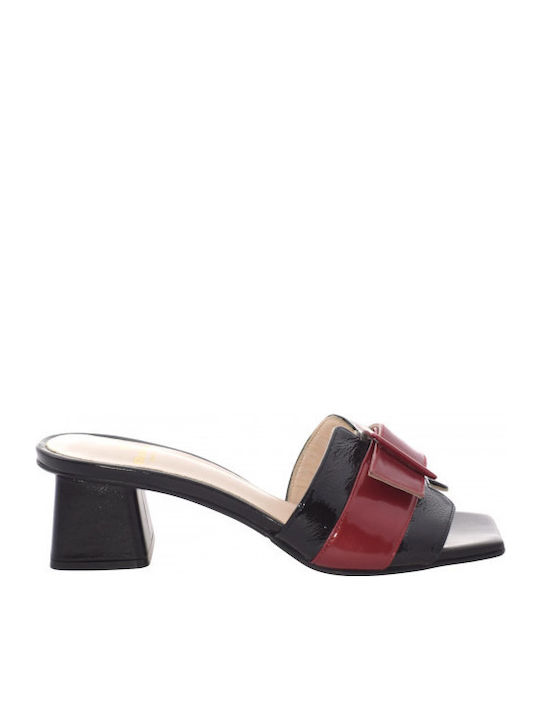 Piele Mule cu Toc în Culoare Negru
